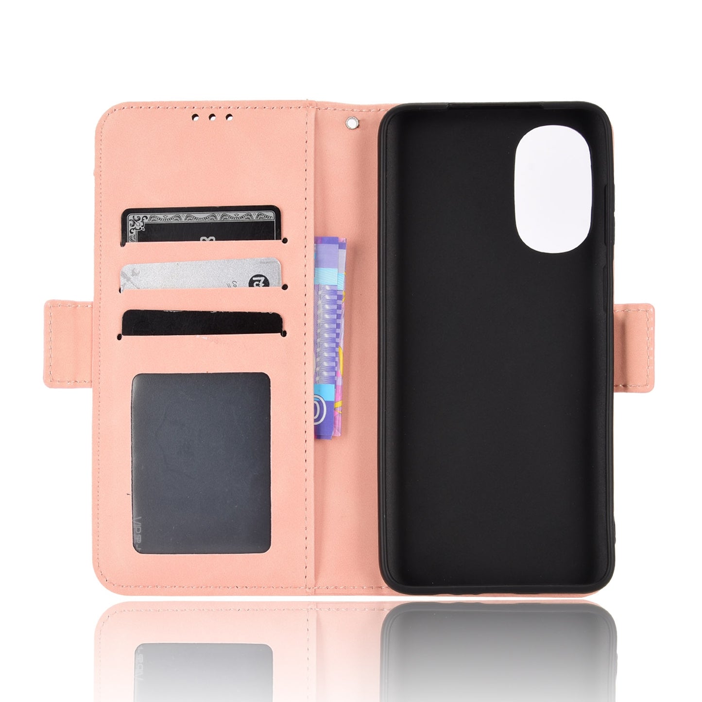Motorola Moto G52 4G Skin Feel PU Leather Wallet Phone Case with Card Slots, Cash Pocket, Magnetic Closure, Built-In Stand, Full Protection TPU Cover