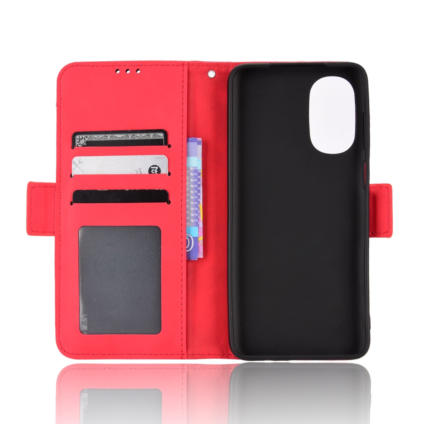 Motorola Moto G52 4G Skin Feel PU Leather Wallet Phone Case with Card Slots, Cash Pocket, Magnetic Closure, Built-In Stand, Full Protection TPU Cover