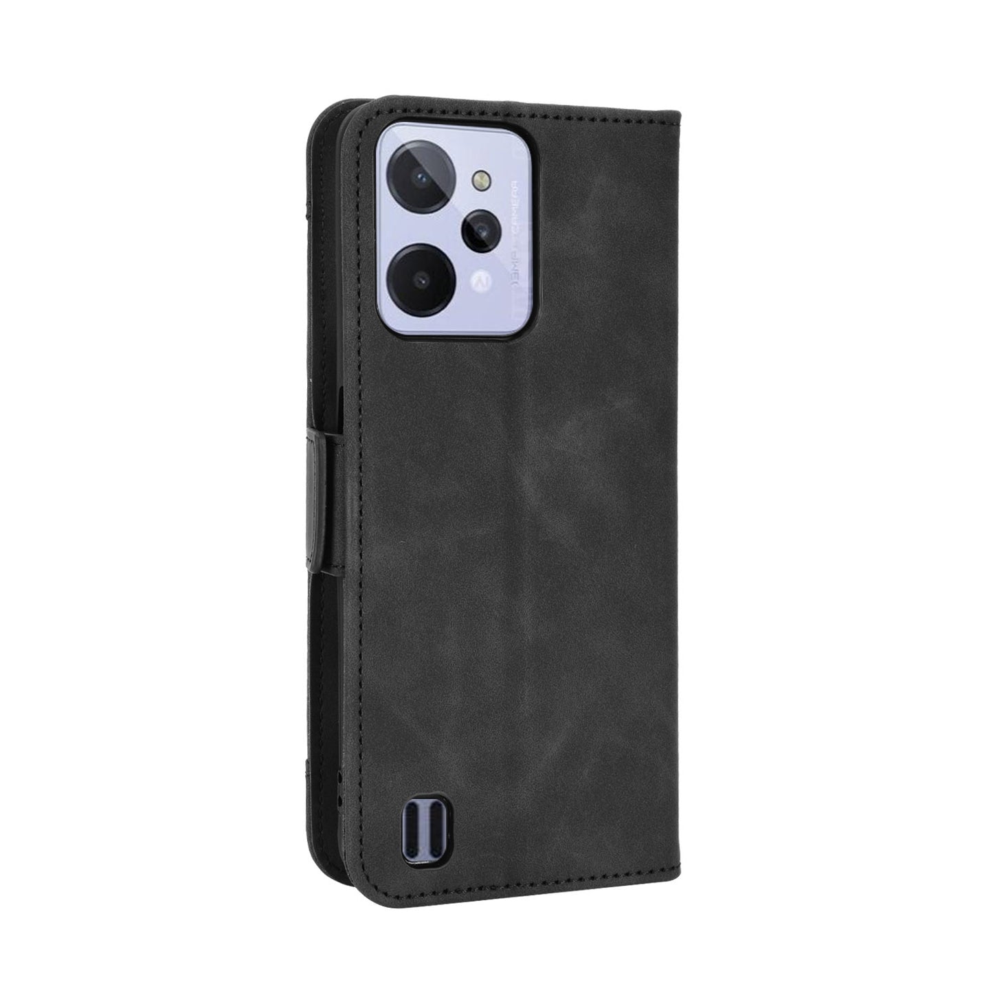 OPPO Realme C31 Skin Feel PU Leather Wallet Phone Case with Card Slots, Cash Pocket, Magnetic Closure, Built-In Stand, Full Protection TPU Cover