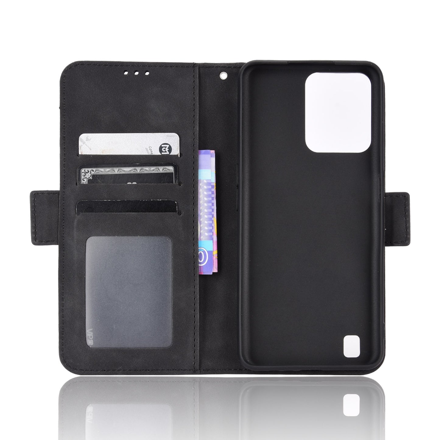 OPPO Realme C31 Skin Feel PU Leather Wallet Phone Case with Card Slots, Cash Pocket, Magnetic Closure, Built-In Stand, Full Protection TPU Cover