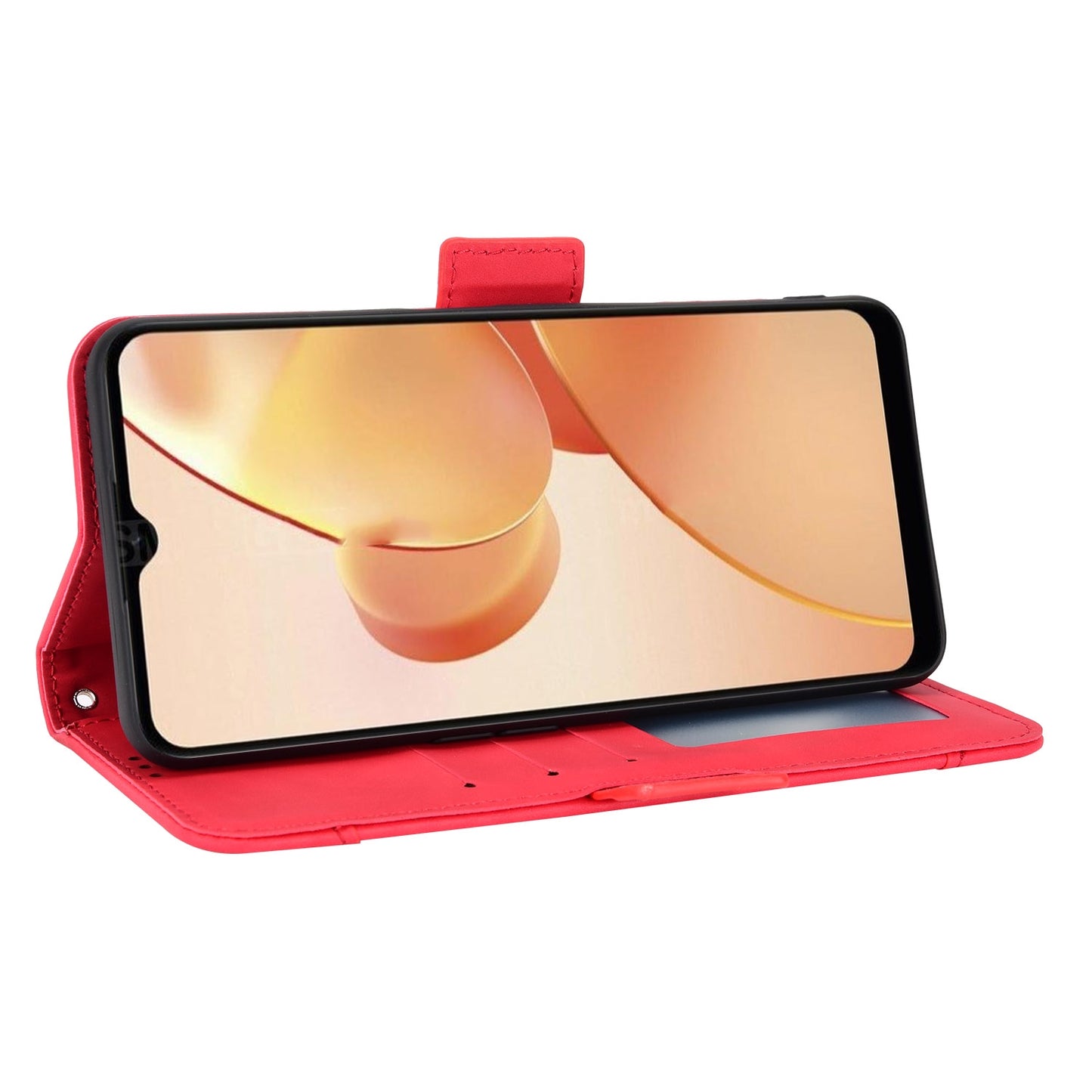 OPPO Realme C31 Skin Feel PU Leather Wallet Phone Case with Card Slots, Cash Pocket, Magnetic Closure, Built-In Stand, Full Protection TPU Cover