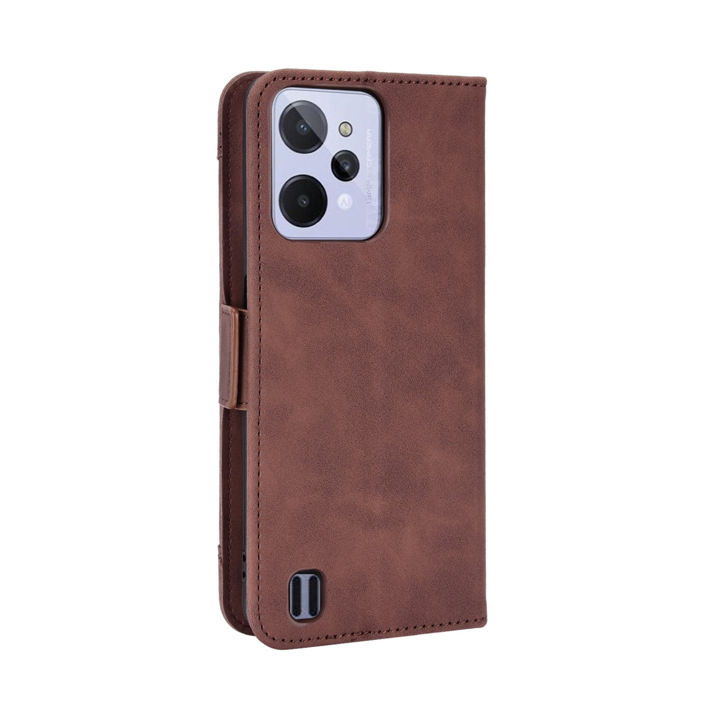 OPPO Realme C31 Skin Feel PU Leather Wallet Phone Case with Card Slots, Cash Pocket, Magnetic Closure, Built-In Stand, Full Protection TPU Cover