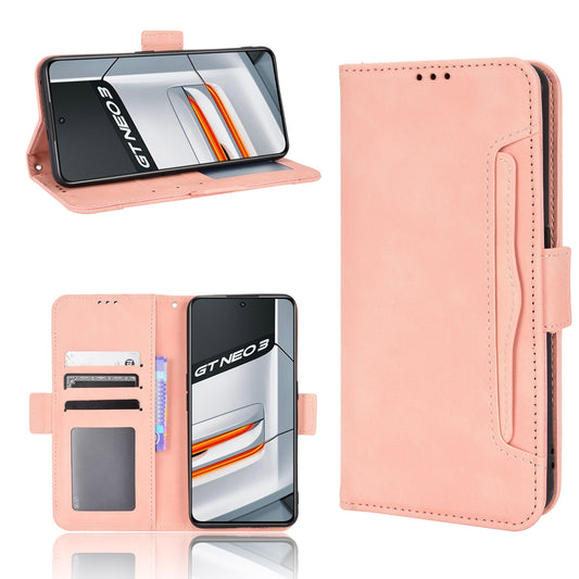 OPPO Realme GT Neo3 Skin Feel PU Leather Wallet Phone Case with Card Slots, Cash Pocket, Magnetic Closure, Built-In Stand, Full Protection TPU Cover