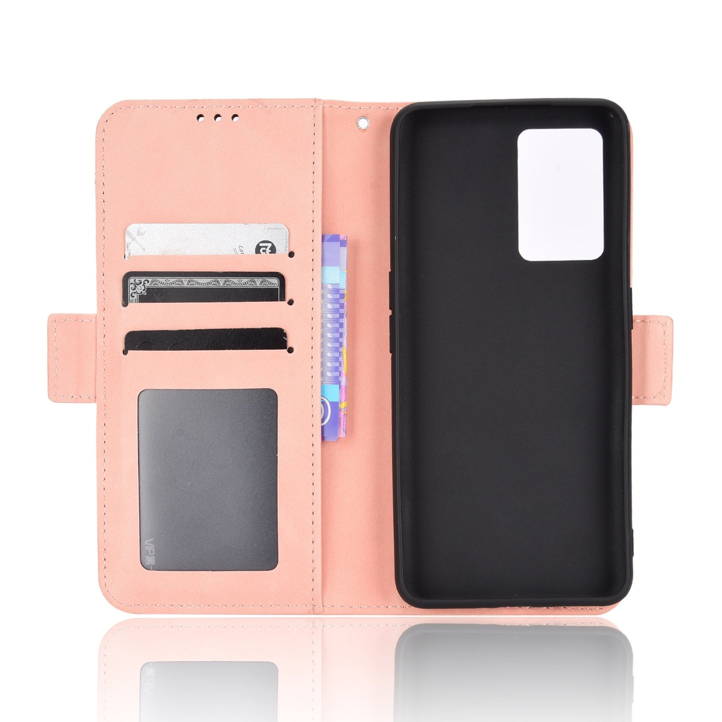 OPPO Realme GT Neo3 Skin Feel PU Leather Wallet Phone Case with Card Slots, Cash Pocket, Magnetic Closure, Built-In Stand, Full Protection TPU Cover
