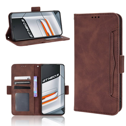 OPPO Realme GT Neo3 Skin Feel PU Leather Wallet Phone Case with Card Slots, Cash Pocket, Magnetic Closure, Built-In Stand, Full Protection TPU Cover