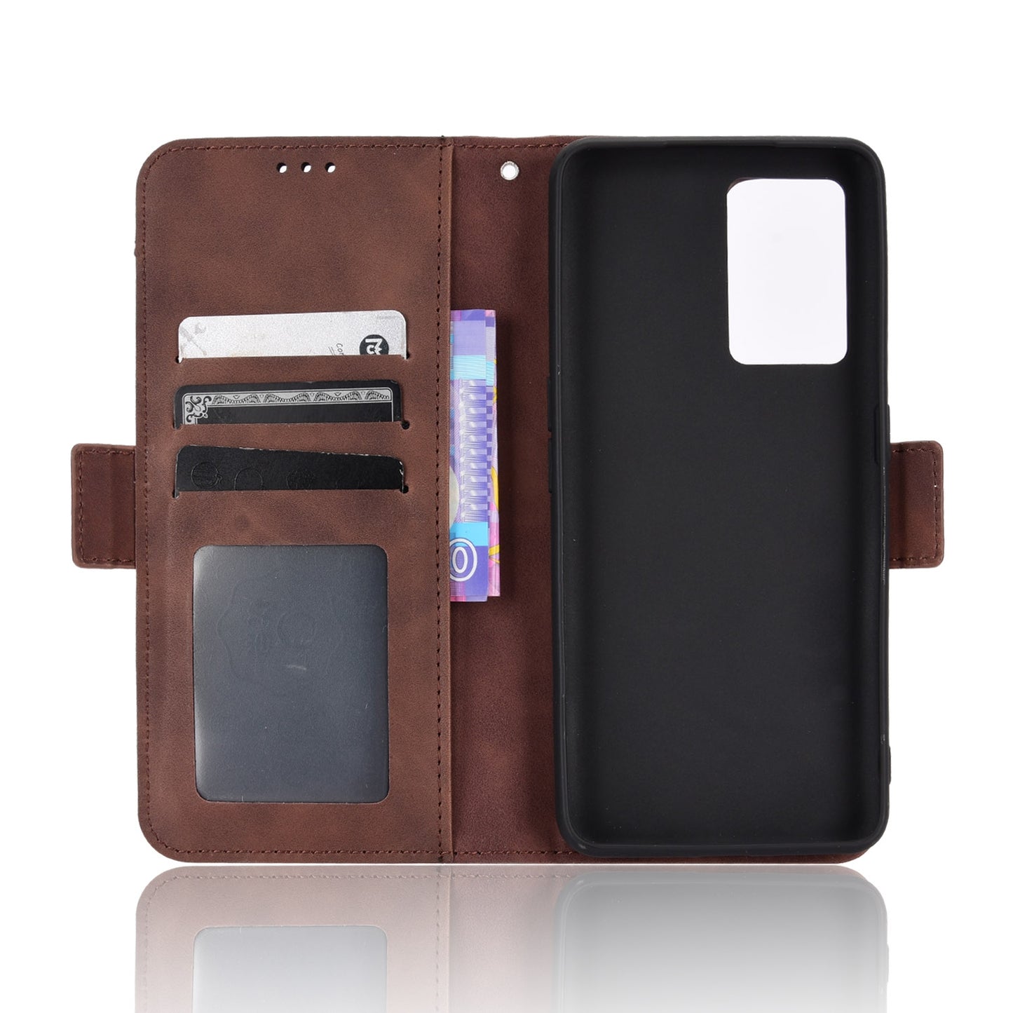 OPPO Realme GT Neo3 Skin Feel PU Leather Wallet Phone Case with Card Slots, Cash Pocket, Magnetic Closure, Built-In Stand, Full Protection TPU Cover