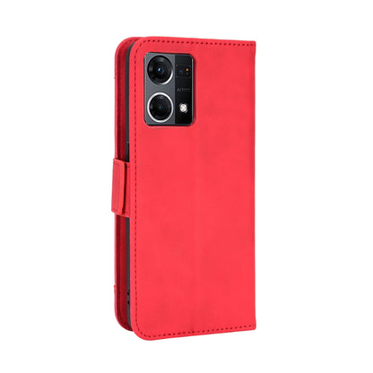 OPPO Reno7 4G Skin Feel PU Leather Wallet Phone Case with Card Slots, Cash Pocket, Magnetic Closure, Built-In Stand, Full Protection TPU Cover