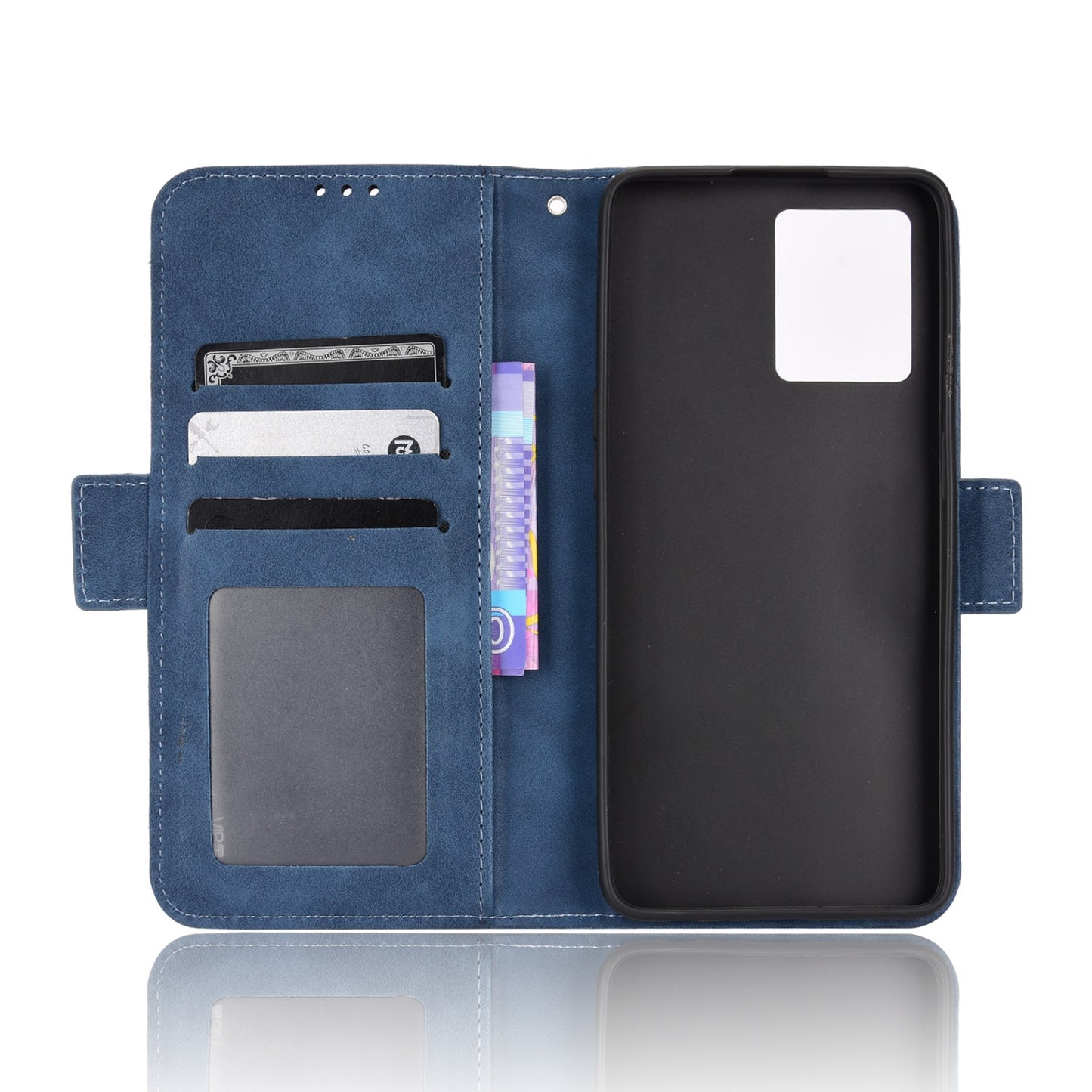 OPPO F21 Pro Skin Feel PU Leather Wallet Phone Case with Card Slots, Cash Pocket, Magnetic Closure, Built-In Stand, Full Protection TPU Cover