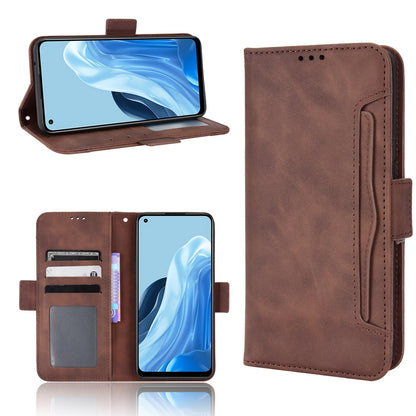 OPPO Reno7 4G Skin Feel PU Leather Wallet Phone Case with Card Slots, Cash Pocket, Magnetic Closure, Built-In Stand, Full Protection TPU Cover