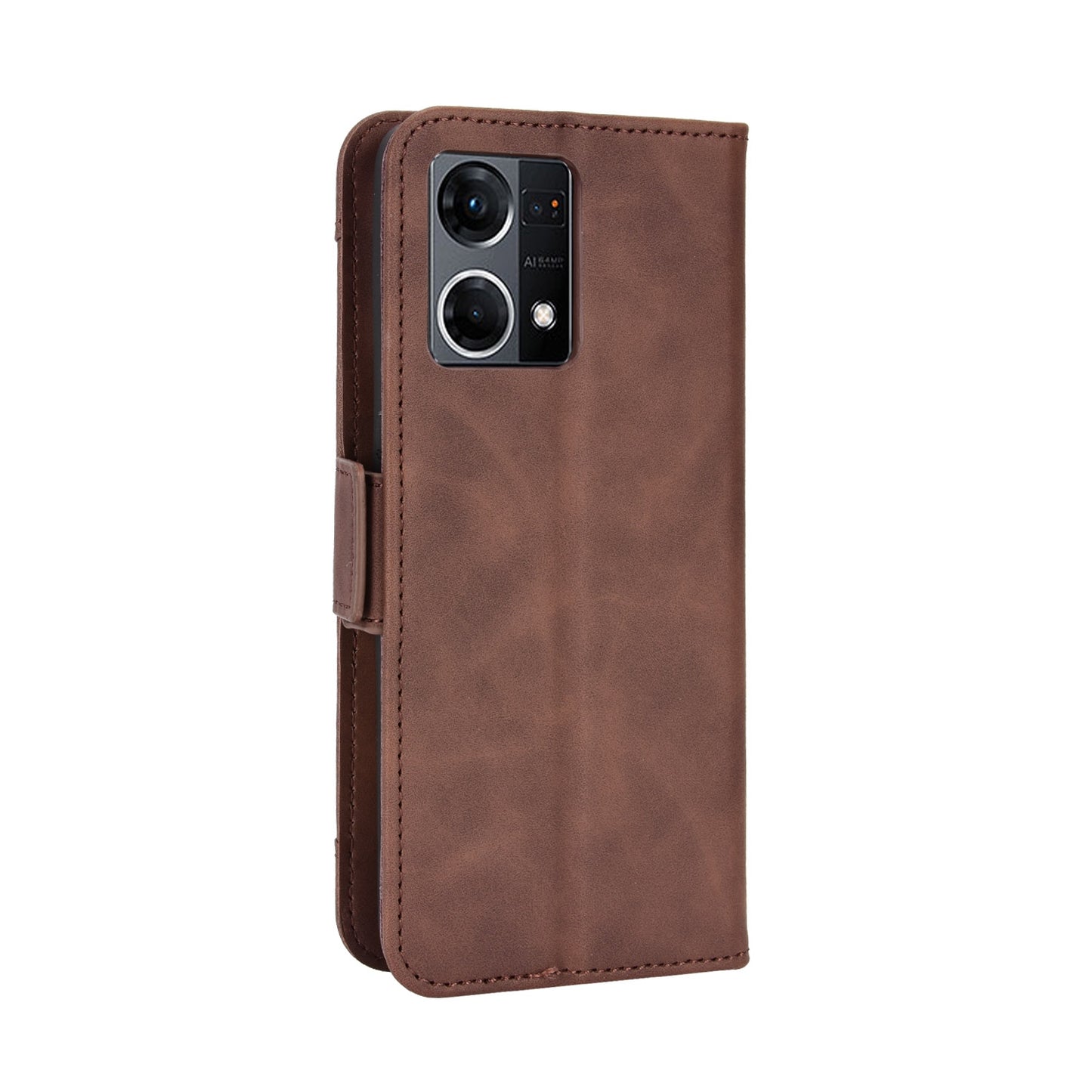 OPPO Reno7 4G Skin Feel PU Leather Wallet Phone Case with Card Slots, Cash Pocket, Magnetic Closure, Built-In Stand, Full Protection TPU Cover