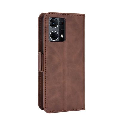 OPPO Reno7 4G Skin Feel PU Leather Wallet Phone Case with Card Slots, Cash Pocket, Magnetic Closure, Built-In Stand, Full Protection TPU Cover
