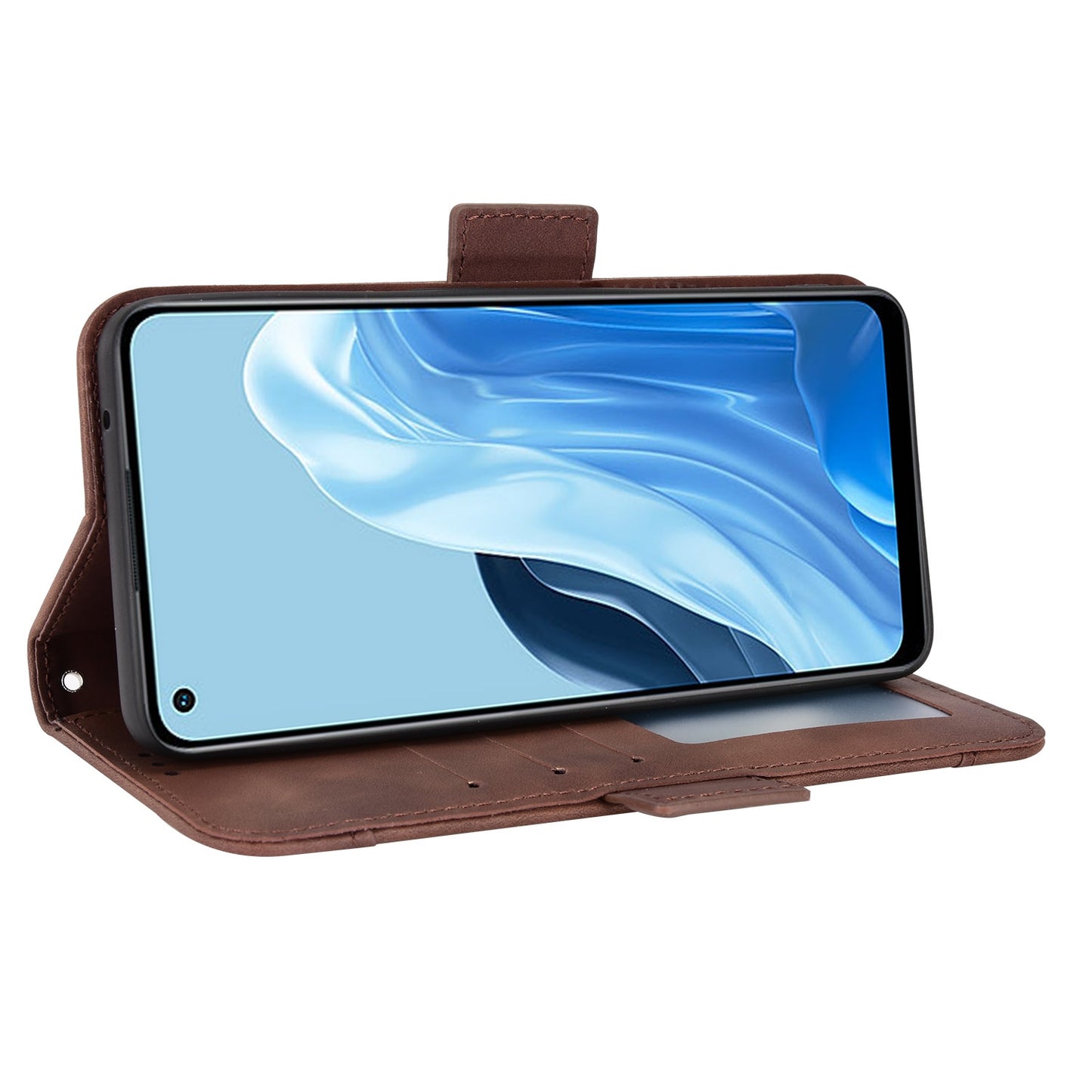 OPPO F21 Pro Skin Feel PU Leather Wallet Phone Case with Card Slots, Cash Pocket, Magnetic Closure, Built-In Stand, Full Protection TPU Cover