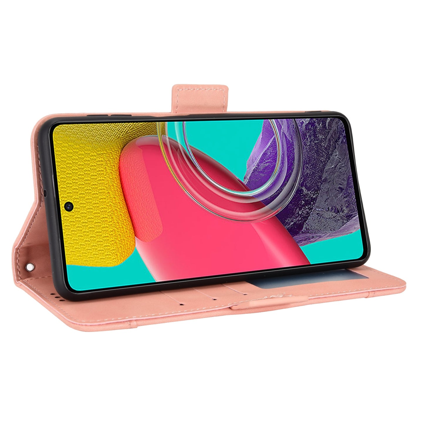 Samsung Galaxy M33 5G Skin Feel PU Leather Wallet Phone Case with Card Slots, Cash Pocket, Magnetic Closure, Built-In Stand, Full Protection TPU Cover