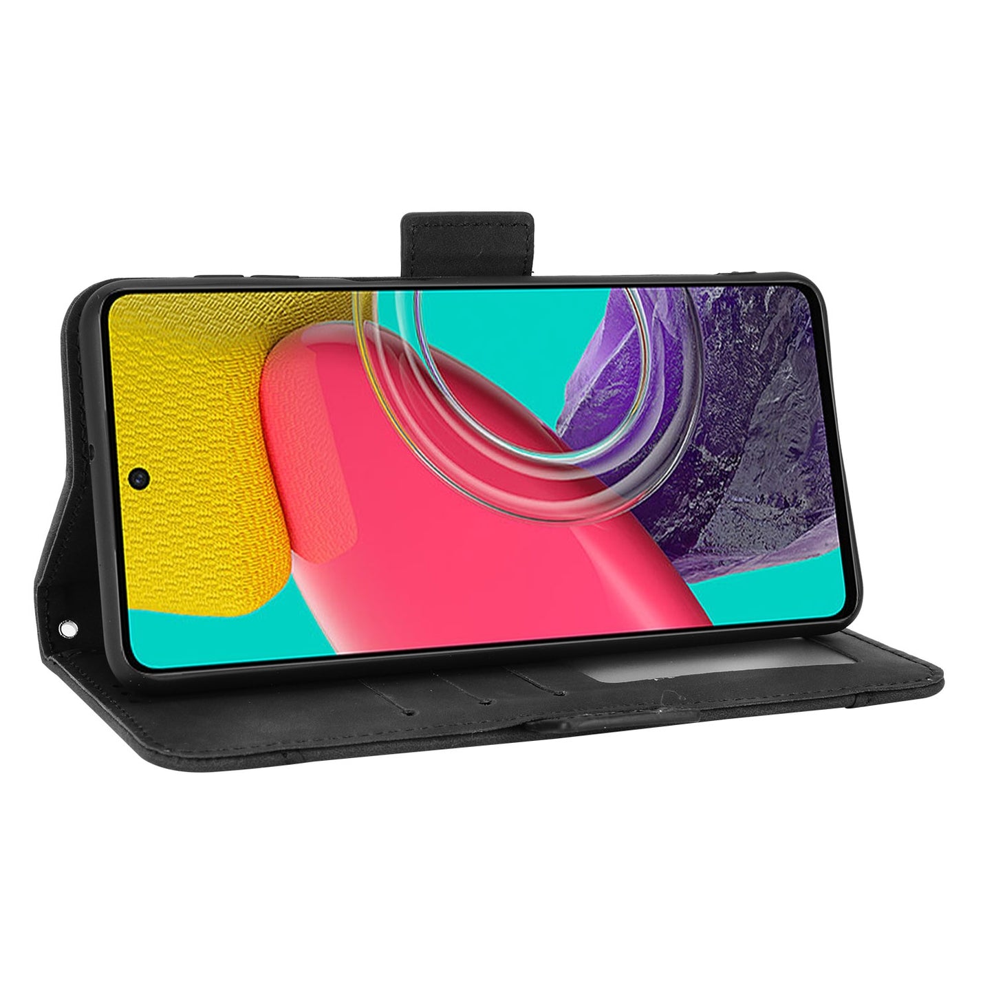 Samsung Galaxy M33 5G Skin Feel PU Leather Wallet Phone Case with Card Slots, Cash Pocket, Magnetic Closure, Built-In Stand, Full Protection TPU Cover