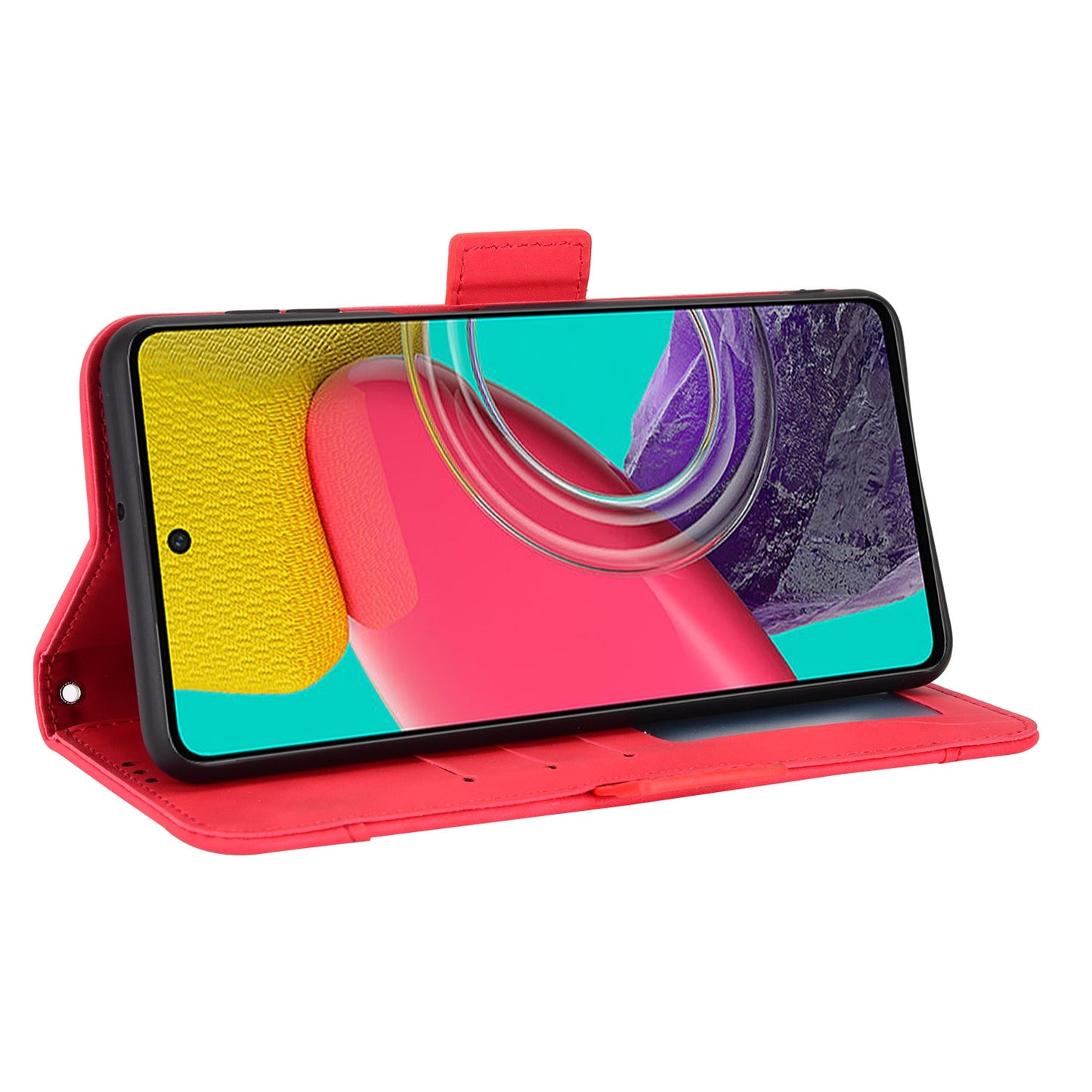 Samsung Galaxy M33 5G Skin Feel PU Leather Wallet Phone Case with Card Slots, Cash Pocket, Magnetic Closure, Built-In Stand, Full Protection TPU Cover