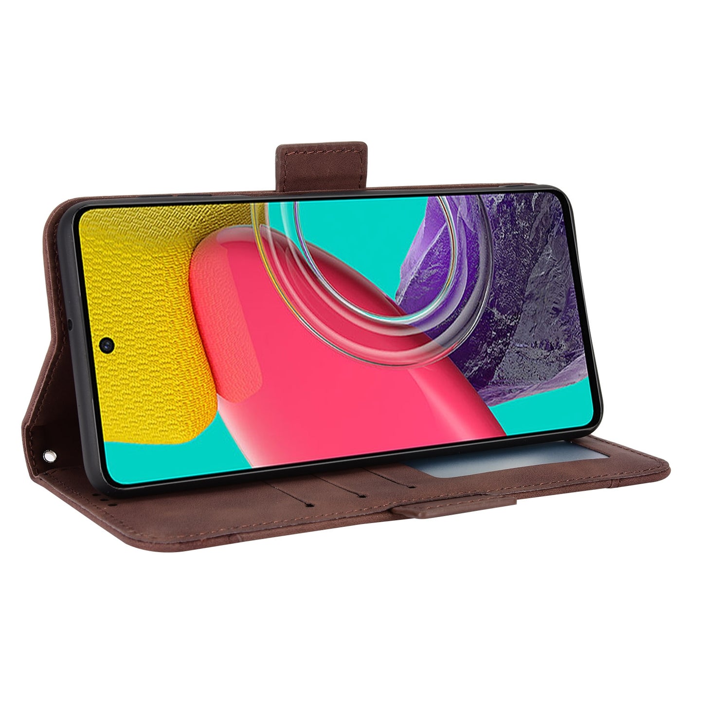 Samsung Galaxy M33 5G Skin Feel PU Leather Wallet Phone Case with Card Slots, Cash Pocket, Magnetic Closure, Built-In Stand, Full Protection TPU Cover