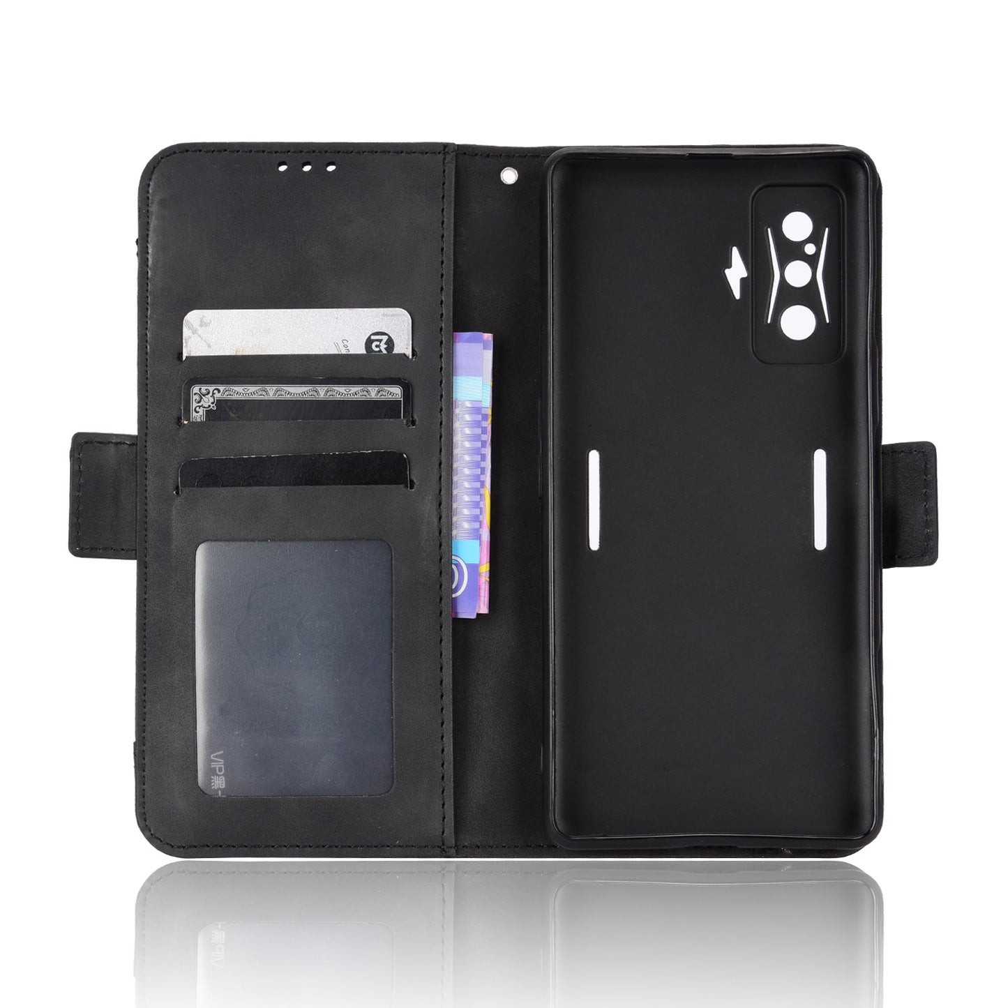 Xiaomi Redmi K50 Gaming Skin Feel PU Leather Wallet Phone Case with Card Slots, Cash Pocket, Magnetic Closure, Built-In Stand, Full Protection TPU Cover