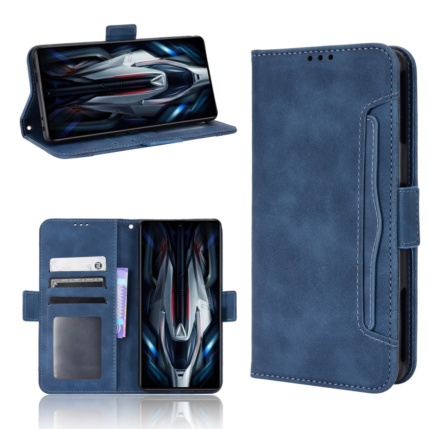 Xiaomi Poco F4 GT Skin Feel PU Leather Wallet Phone Case with Card Slots, Cash Pocket, Magnetic Closure, Built-In Stand, Full Protection TPU Cover