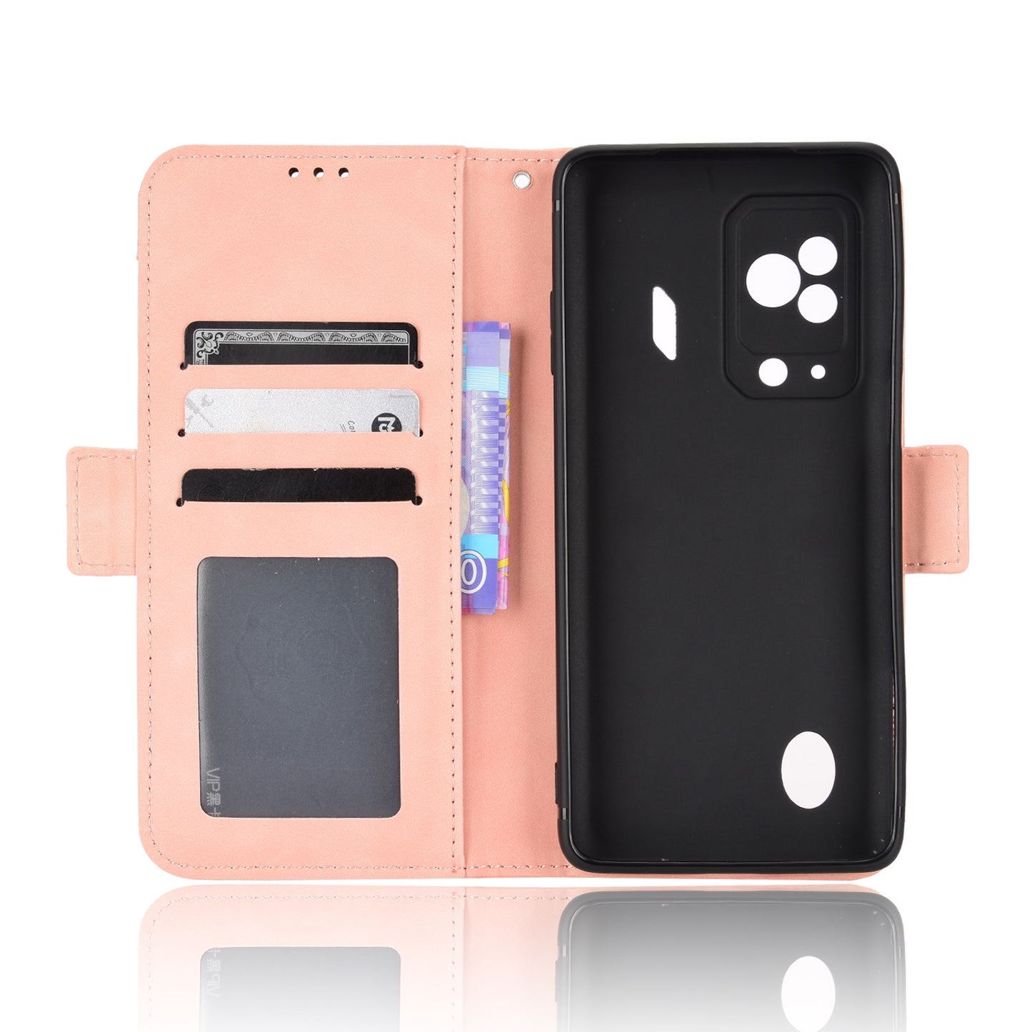 Xiaomi Black Shark 5 Skin Feel PU Leather Wallet Phone Case with Card Slots, Cash Pocket, Magnetic Closure, Built-In Stand, Full Protection TPU Cover