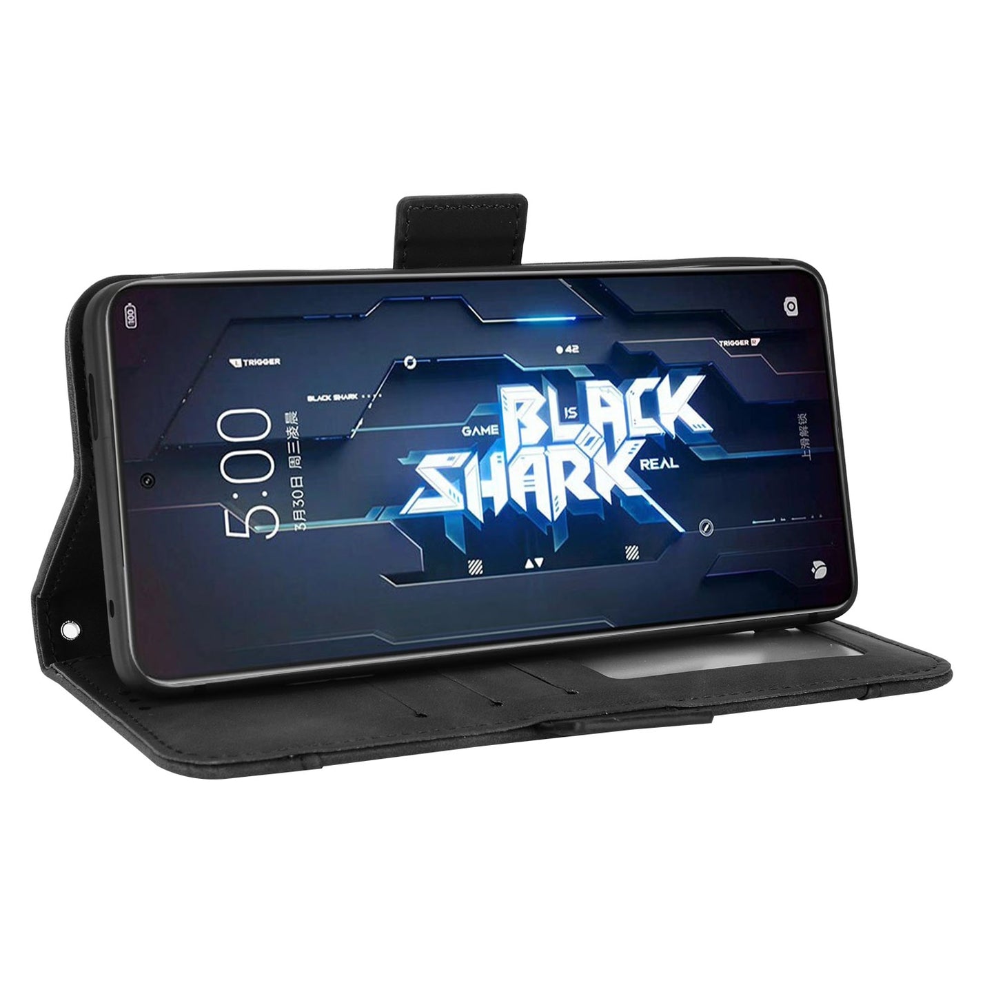 Xiaomi Black Shark 5 Skin Feel PU Leather Wallet Phone Case with Card Slots, Cash Pocket, Magnetic Closure, Built-In Stand, Full Protection TPU Cover