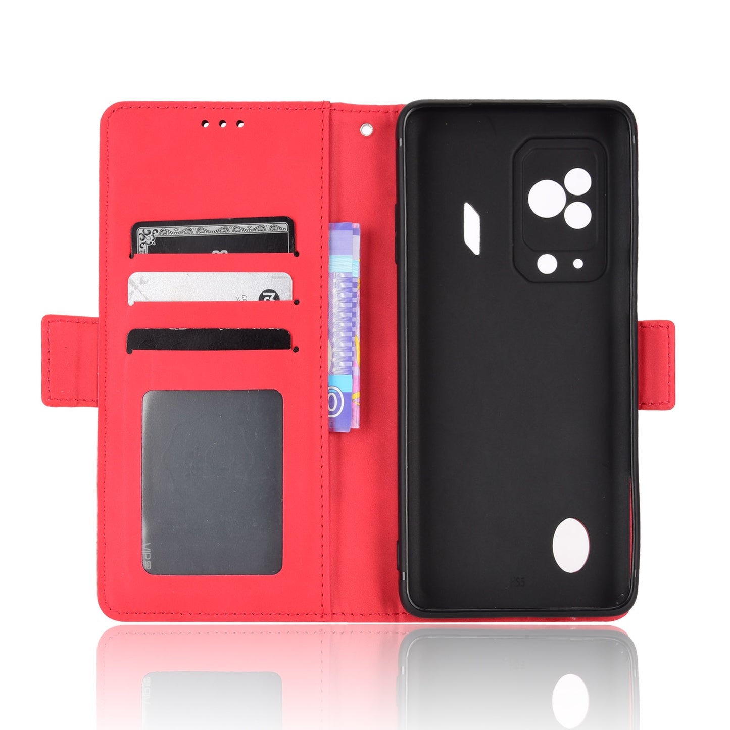 Xiaomi Black Shark 5 Skin Feel PU Leather Wallet Phone Case with Card Slots, Cash Pocket, Magnetic Closure, Built-In Stand, Full Protection TPU Cover