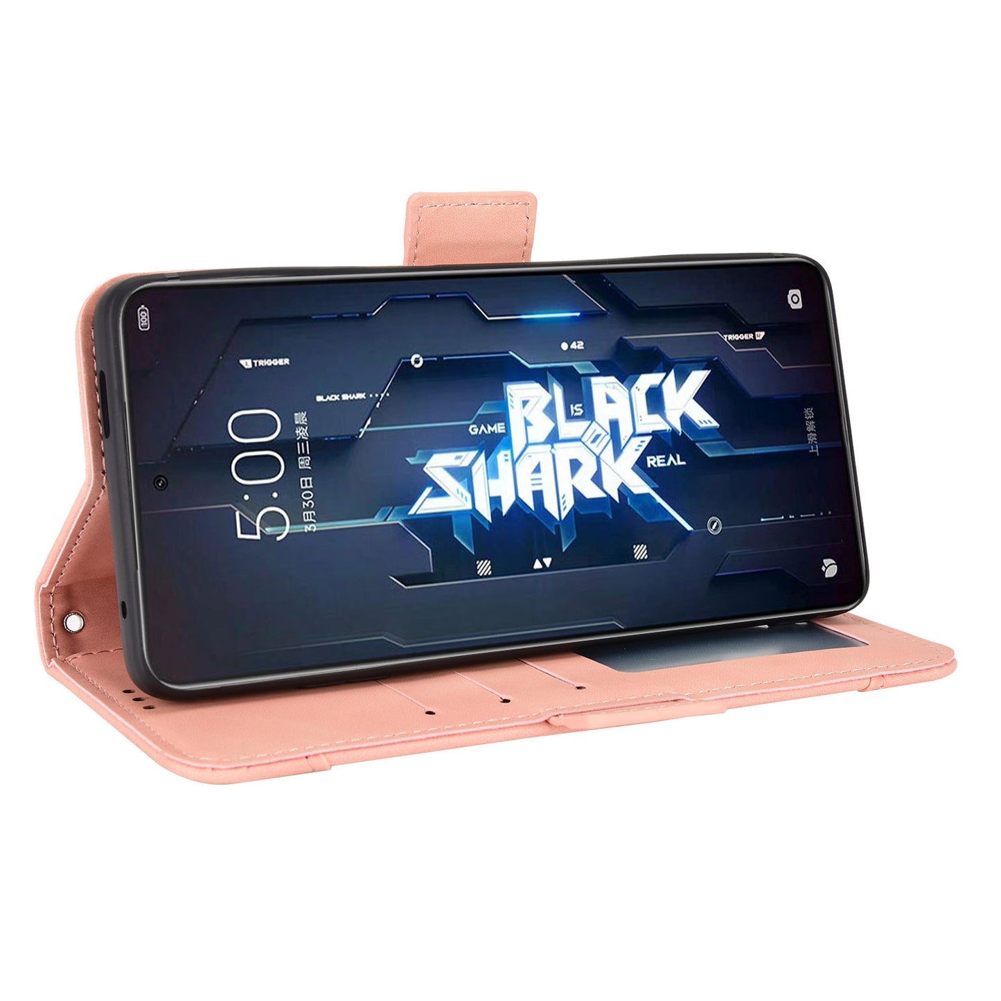 Xiaomi Black Shark 5 Pro Skin Feel PU Leather Wallet Phone Case with Card Slots, Cash Pocket, Magnetic Closure, Built-In Stand, Full Protection TPU Cover