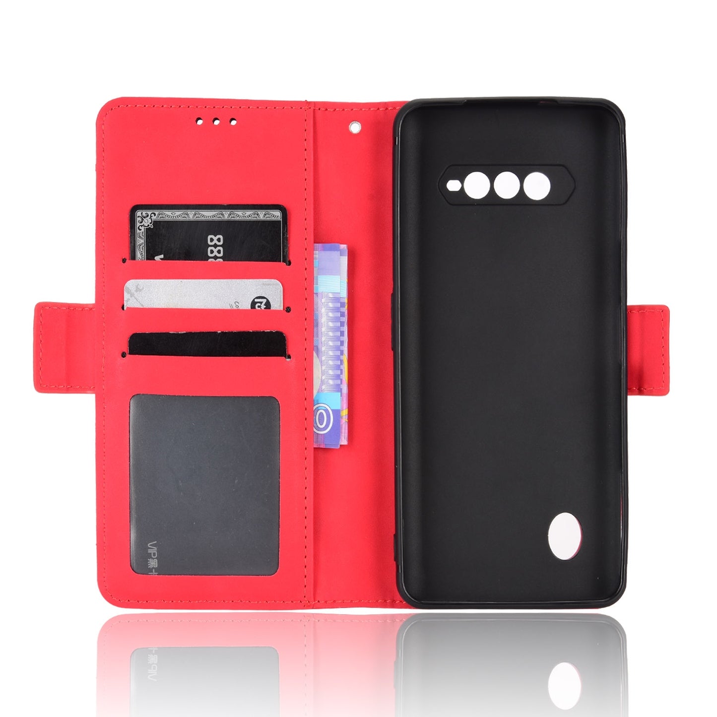 Xiaomi Black Shark 5 RS Skin Feel PU Leather Wallet Phone Case with Card Slots, Cash Pocket, Magnetic Closure, Built-In Stand, Full Protection TPU Cover