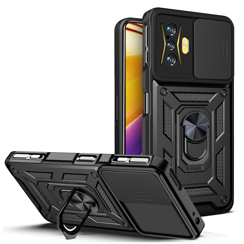 Xiaomi Redmi K50 Gaming Sliding Camera Cover Magnetic Ring Stand Shockproof TPU + PC Protective Phone Case