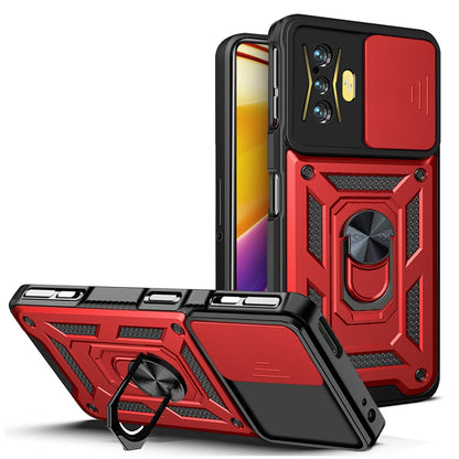 Xiaomi Poco F4 GT Sliding Camera Cover Magnetic Ring Stand Shockproof TPU + PC Protective Phone Case