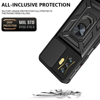 Xiaomi Poco F4 GT Sliding Camera Cover Magnetic Ring Stand Shockproof TPU + PC Protective Phone Case