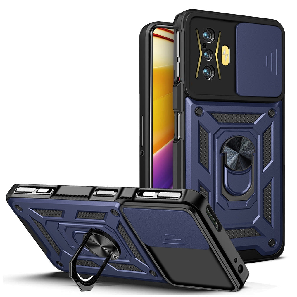 Xiaomi Poco F4 GT Sliding Camera Cover Magnetic Ring Stand Shockproof TPU + PC Protective Phone Case