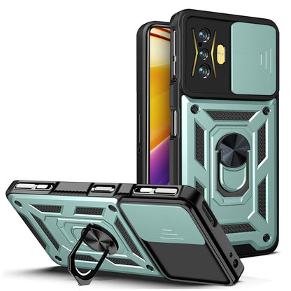 Xiaomi Redmi K50 Gaming Sliding Camera Cover Magnetic Ring Stand Shockproof TPU + PC Protective Phone Case