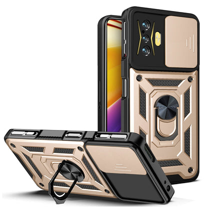 Xiaomi Poco F4 GT Sliding Camera Cover Magnetic Ring Stand Shockproof TPU + PC Protective Phone Case