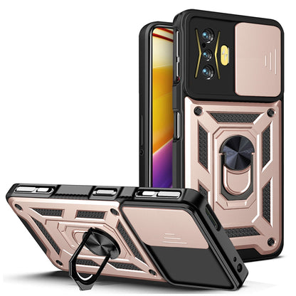 Xiaomi Redmi K50 Gaming Sliding Camera Cover Magnetic Ring Stand Shockproof TPU + PC Protective Phone Case