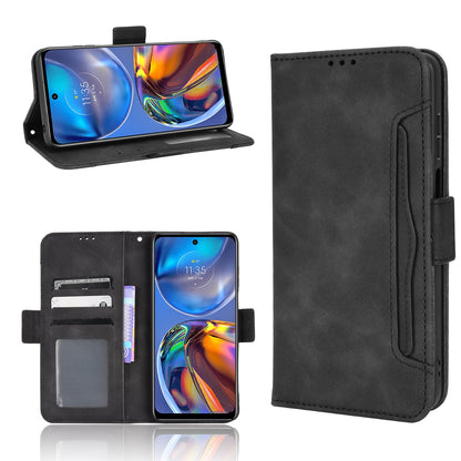 Motorola Moto E32 4G Skin Feel PU Leather Wallet Phone Case with Card Slots, Cash Pocket, Magnetic Closure, Built-In Stand, Full Protection TPU Cover