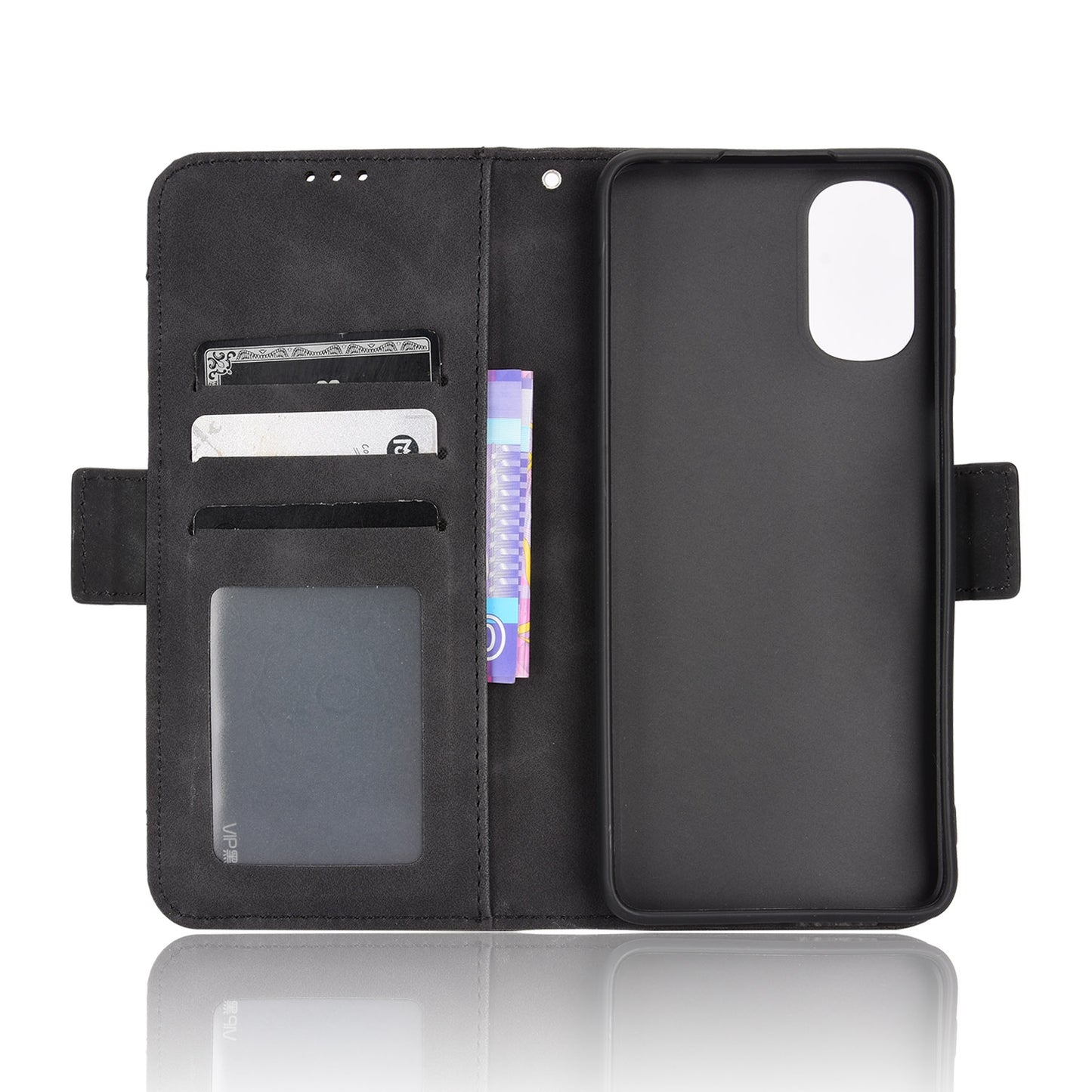 Motorola Moto E32 4G Skin Feel PU Leather Wallet Phone Case with Card Slots, Cash Pocket, Magnetic Closure, Built-In Stand, Full Protection TPU Cover