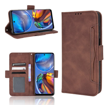 Motorola Moto E32 4G Skin Feel PU Leather Wallet Phone Case with Card Slots, Cash Pocket, Magnetic Closure, Built-In Stand, Full Protection TPU Cover