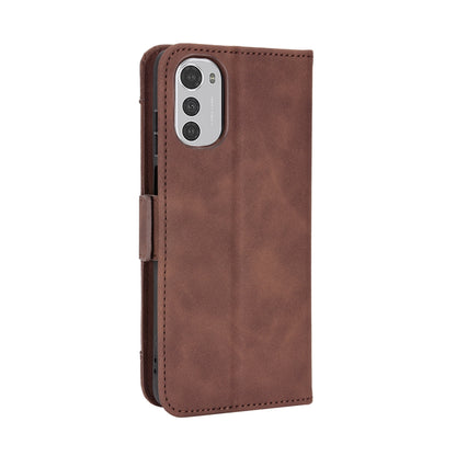 Motorola Moto E32 4G Skin Feel PU Leather Wallet Phone Case with Card Slots, Cash Pocket, Magnetic Closure, Built-In Stand, Full Protection TPU Cover