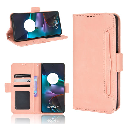 Motorola Edge 30 Skin Feel PU Leather Wallet Phone Case with Card Slots, Cash Pocket, Magnetic Closure, Built-In Stand, Full Protection TPU Cover