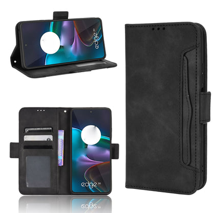 Motorola Edge 30 Skin Feel PU Leather Wallet Phone Case with Card Slots, Cash Pocket, Magnetic Closure, Built-In Stand, Full Protection TPU Cover