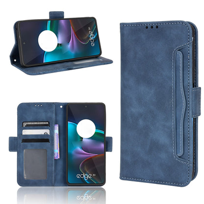 Motorola Edge 30 Skin Feel PU Leather Wallet Phone Case with Card Slots, Cash Pocket, Magnetic Closure, Built-In Stand, Full Protection TPU Cover