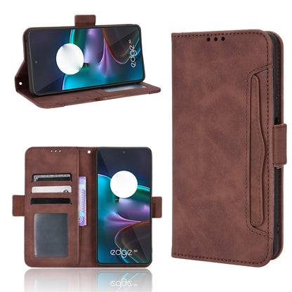 Motorola Edge 30 Skin Feel PU Leather Wallet Phone Case with Card Slots, Cash Pocket, Magnetic Closure, Built-In Stand, Full Protection TPU Cover