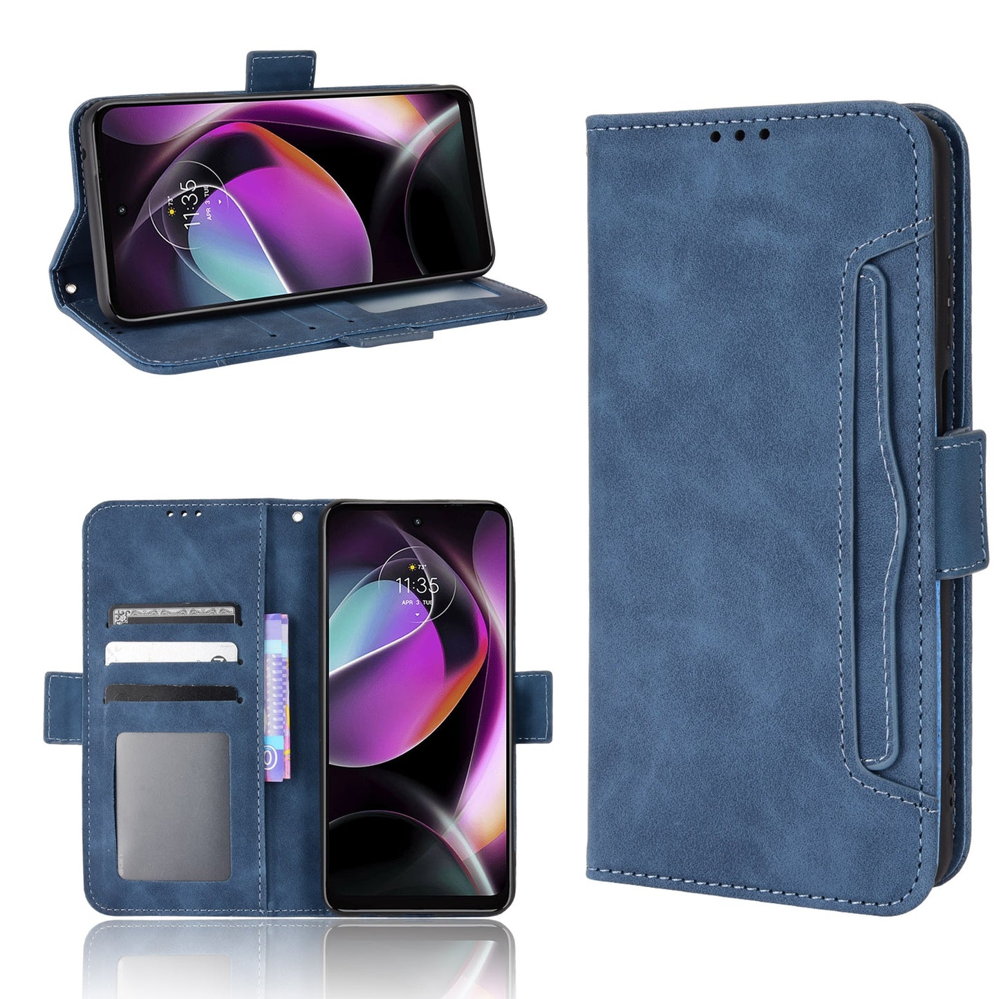 Motorola Moto G 5G 2022 Skin Feel PU Leather Wallet Phone Case with Card Slots, Cash Pocket, Magnetic Closure, Built-In Stand, Full Protection TPU Cover