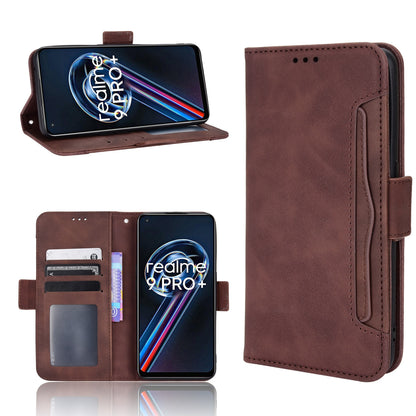 OPPO Realme 9 4G Skin Feel PU Leather Wallet Phone Case with Card Slots, Cash Pocket, Magnetic Closure, Built-In Stand, Full Protection TPU Cover