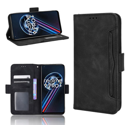 OPPO Realme 9 5G Skin Feel PU Leather Wallet Phone Case with Card Slots, Cash Pocket, Magnetic Closure, Built-In Stand, Full Protection TPU Cover