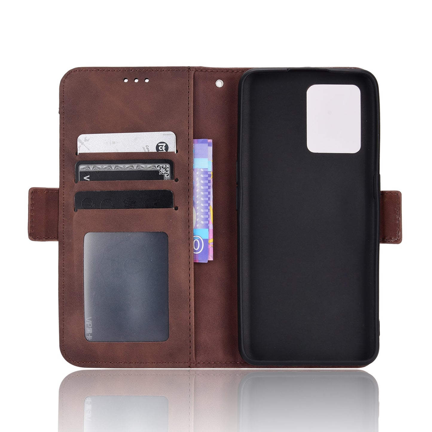 OPPO Realme 9 Pro Skin Feel PU Leather Wallet Phone Case with Card Slots, Cash Pocket, Magnetic Closure, Built-In Stand, Full Protection TPU Cover