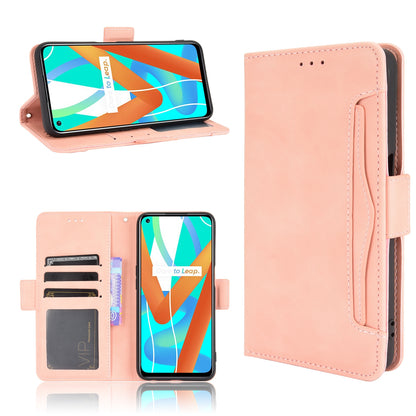 OPPO Realme 8 5G Skin Feel PU Leather Wallet Phone Case with Card Slots, Cash Pocket, Magnetic Closure, Built-In Stand, Full Protection TPU Cover