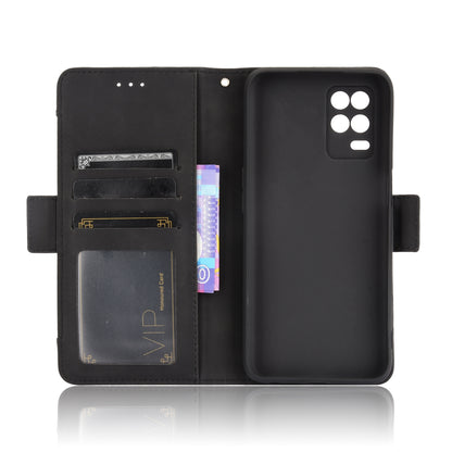 OPPO Realme 8 5G Skin Feel PU Leather Wallet Phone Case with Card Slots, Cash Pocket, Magnetic Closure, Built-In Stand, Full Protection TPU Cover