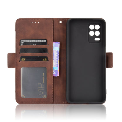 OPPO Realme 8 5G Skin Feel PU Leather Wallet Phone Case with Card Slots, Cash Pocket, Magnetic Closure, Built-In Stand, Full Protection TPU Cover