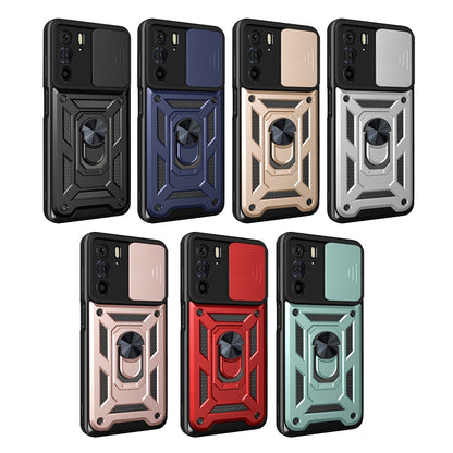 Motorola Edge 30 Pro Sliding Camera Cover Magnetic Ring Stand Shockproof TPU + PC Protective Phone Case